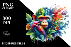 Vibrant Watercolor Monkey 20 oz Tumbler PNG Product Image 2