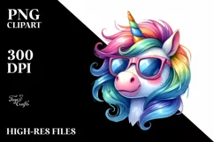 Vibrant Cute Unicorn Watercolor PNG Product Image 1