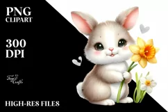Easter Bunny Flower, Clipart |T-shirt, Mug PNG Product Image 7