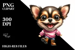 Watercolor Chihuahua Boots Excited Smile Product Image 3