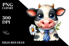 Shy Cow with Party Hat | Sublimation | Clipart Product Image 3