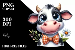 Shy Cow with Party Hat | Sublimation | Clipart Product Image 1