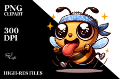 Cute Dancing Bee with Bandana, Sparkling Eyes PNG Product Image 2