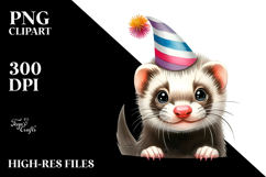 Funny Ferret Dove with Party Hat | Clipart Product Image 2