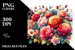 Colorfull Red Roses Watercolor | Sublimation | Clipart Product Image 1