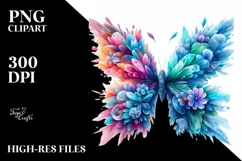 Vibrant Ice Flower Butterfly PNG Product Image 1