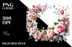 Colorful Floral Pink Roses Frame PNG Product Image 2