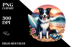 Border Collie Surfing Clipart Product Image 2