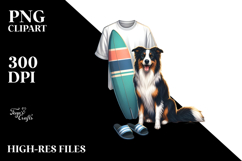 Border Collie Surfing Clipart Product Image 2