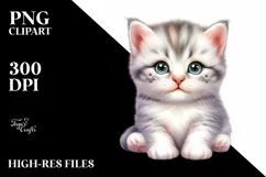 Watercolor Christmas Cat PNG Product Image 1