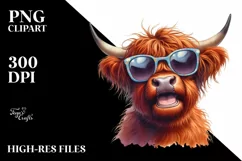 Excited Highland Cow with Sunglasses | Sublimation | Clipart Product Image 3