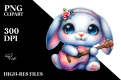 Cute Baby Rabbit with Guitar PNG Product Image 2