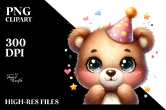 Cute Baby Bear with Party Hat, Transparent PNG Product Image 2