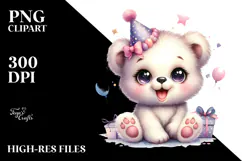 Cute Baby Bear with Party Hat, Transparent PNG Product Image 2