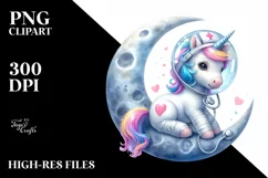 Baby Unicorn Nurse Moon | Clipart Product Image 1