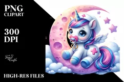Baby Unicorn Nurse Moon Sublimation Clipart Product Image 3