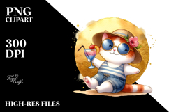 Cute Cat in Beachwear PNG Product Image 2