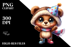 Expressive Baby Bear with Party Hat and Boots | Clipart Product Image 2
