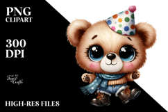 Expressive Baby Bear with Party Hat and Boots | Clipart Product Image 2