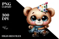 Expressive Baby Bear with Party Hat and Boots | Clipart Product Image 2