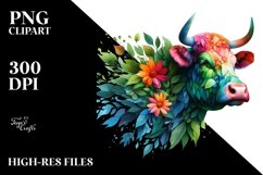 Abstract Vibrant Watercolor Cow, Transparent PNG Product Image 3