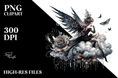 Gothic Fairy on a Cloud Creative View PNG Product Image 2