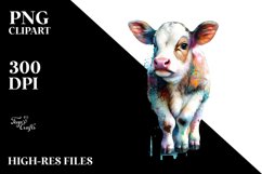 Baby Cow in Urban Scene, Modern PNG Product Image 3
