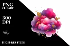 Colorful Magenta Cloud with Small Golden Foil | Sublimation Product Image 1