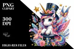 Baby Unicorn Magician, Mysterious PNG Product Image 1