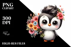 Cute Penguin Big Eyes Large Bouquet | Clipart Product Image 3
