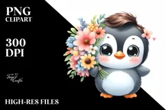 Cute Penguin Big Eyes Large Bouquet | Clipart Product Image 1