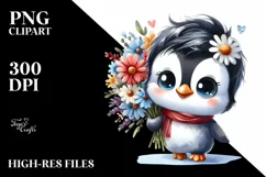 Cute Penguin Big Eyes Large Bouquet | Clipart Product Image 3