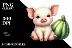 Funny Baby Pig Sitting Zucchini Product Image 1