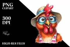 Funny Chicken Portrait Beachwear Clipart Product Image 1