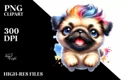 Expressive Pug with Cool Hair, Vibrant PNG Product Image 3