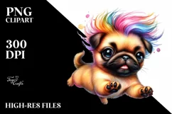 Expressive Puppy Pug Watercolor PNG Product Image 3