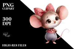 Thoughtful Funny Baby Mouse Standing Bow Clipart Product Image 2