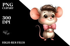 Thoughtful Funny Baby Mouse Standing Bow Clipart Product Image 2