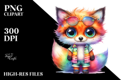 Colorful Summer Fox with Crazy Eyes | Sublimation | Clipart Product Image 2