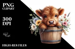 Cute Baby Highland Cow PNG Product Image 1