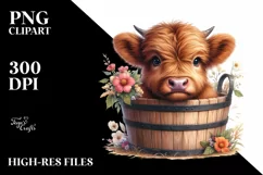 Cute Baby Highland Cow PNG Product Image 1