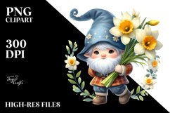 Watercolor Baby GNOME with Big Hat, Narcissus Frame Product Image 2