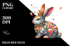Diamond Bunny Watercolor Art PNG Product Image 2