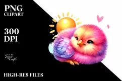 Cute Baby Chicken Resting Sun | Sublimation Clipart Product Image 1