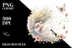 Fairy Tumbling with Spring Petals | Sublimation | Clipart Product Image 1