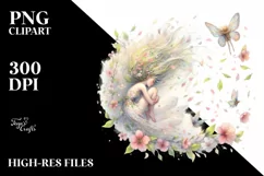 Fairy Tumbling with Spring Petals | Sublimation | Clipart Product Image 1