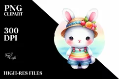 Colorful Cute Baby Bunny for Summer | Sublimation Clipart Product Image 1