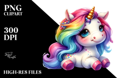 Funny Cute Unicorn with Floral Wreath PNG Product Image 2