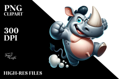 Cartoony Rhino with Mock Seriousness PNG Product Image 2