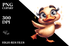 Whimsical Duck Cartoon, Watercolor Art Product Image 2